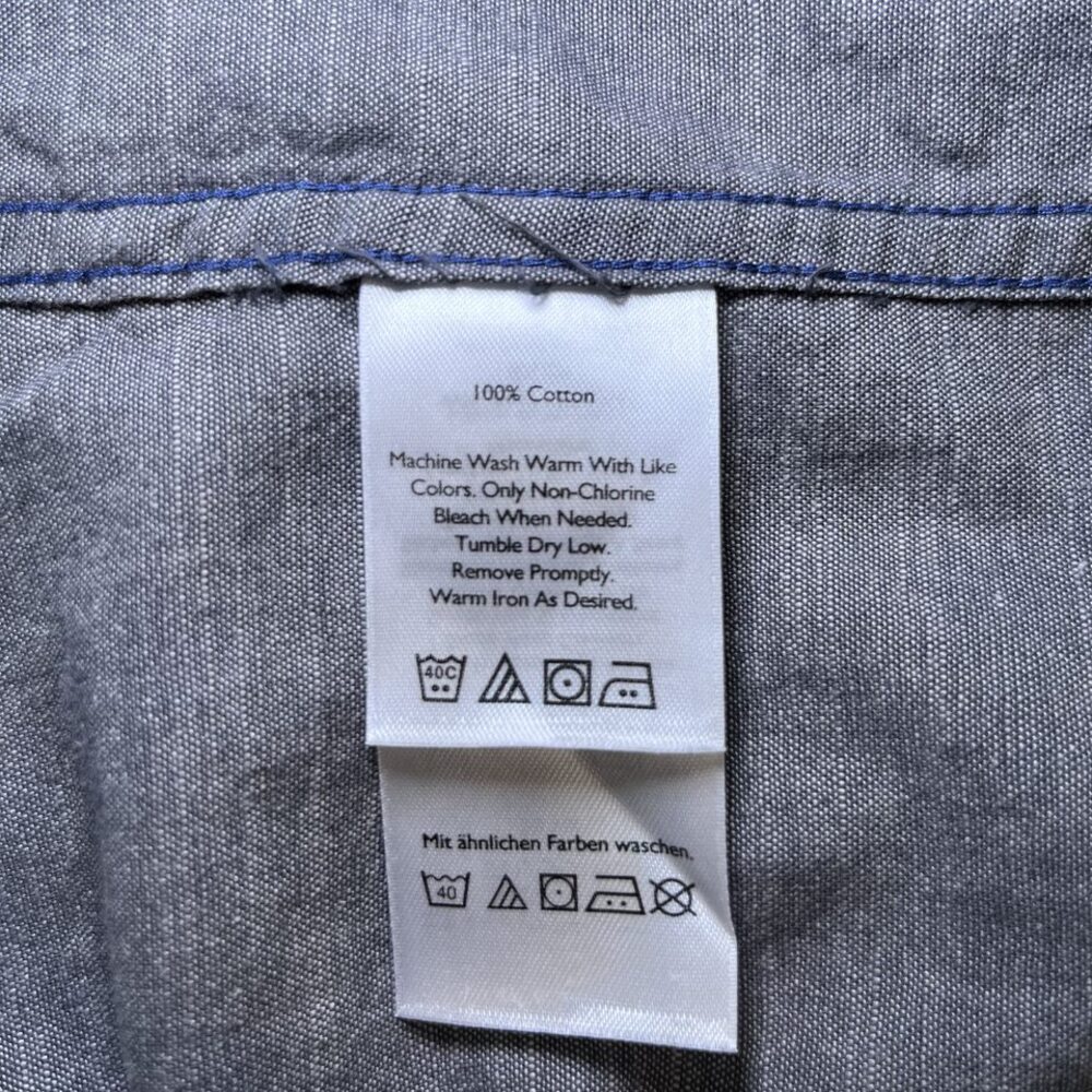 Eddie Bauer Classic fit short sleeve button down cotton gray blue mens sz L - Picture 6 of 11
